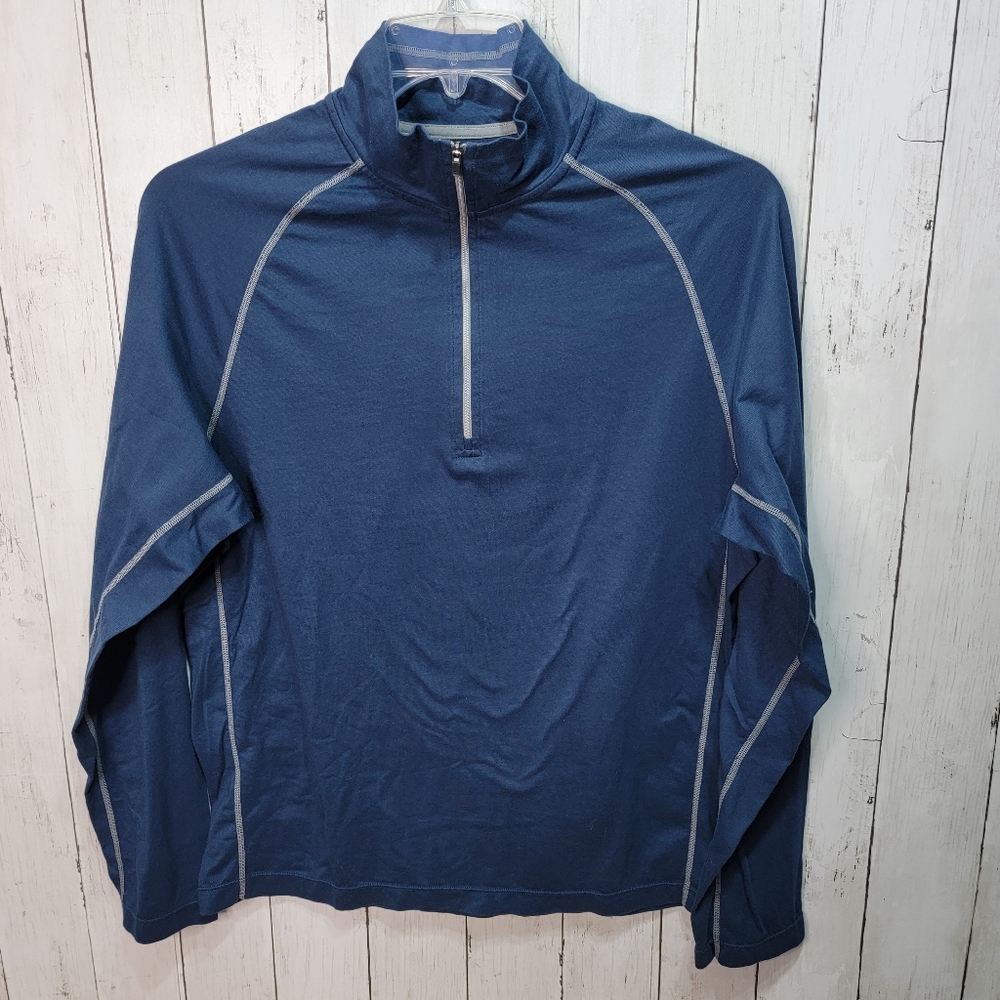 Cloudveil 1/4 Zip Running Shirt Men's Size Large Navy Blue Base Layer Pullover.